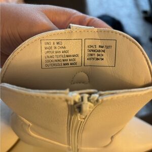 Cream Ankle Boots with Zipper